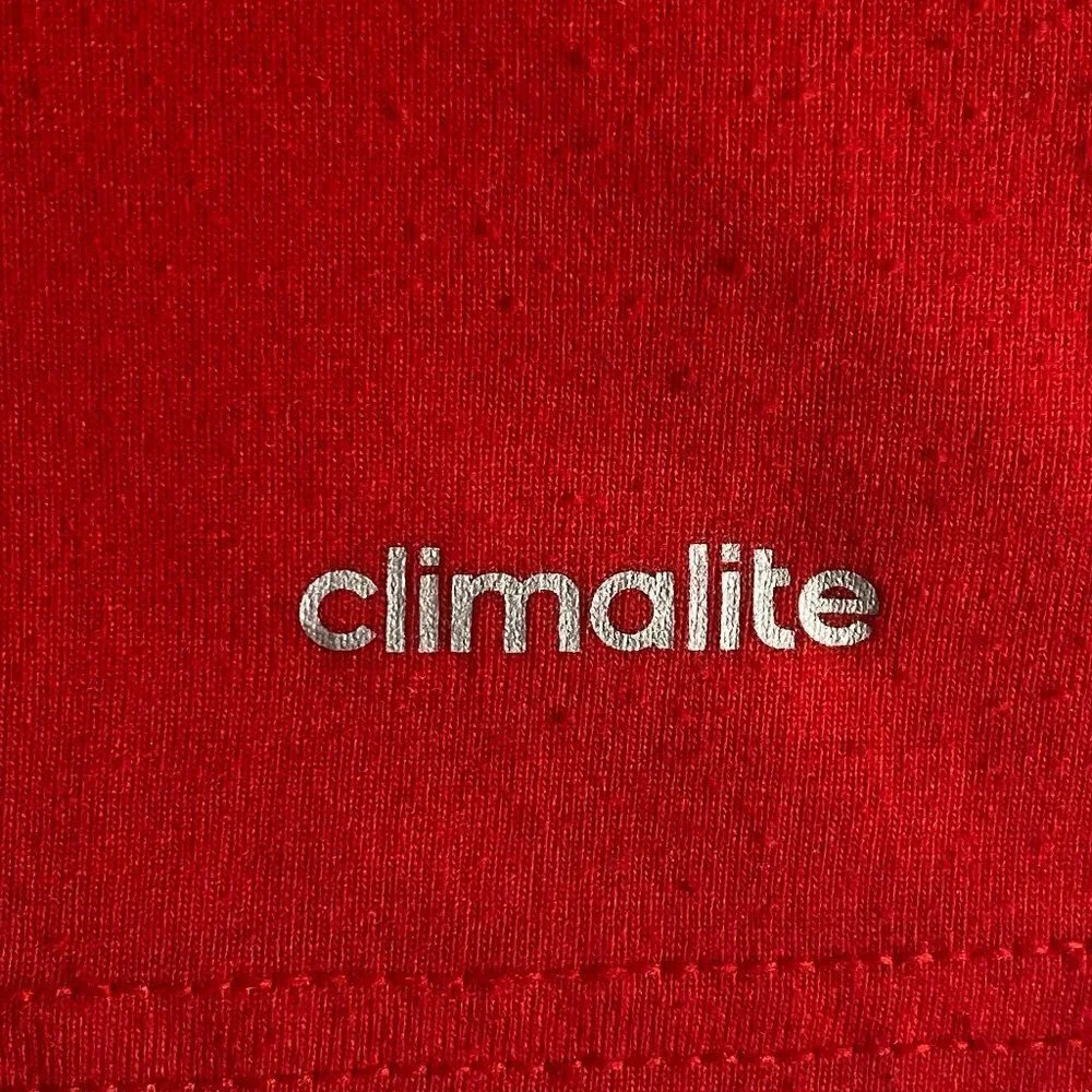 Adidas Mens Shirt Climalite Grove United Soccer Patch Red Short Sleeve Size M